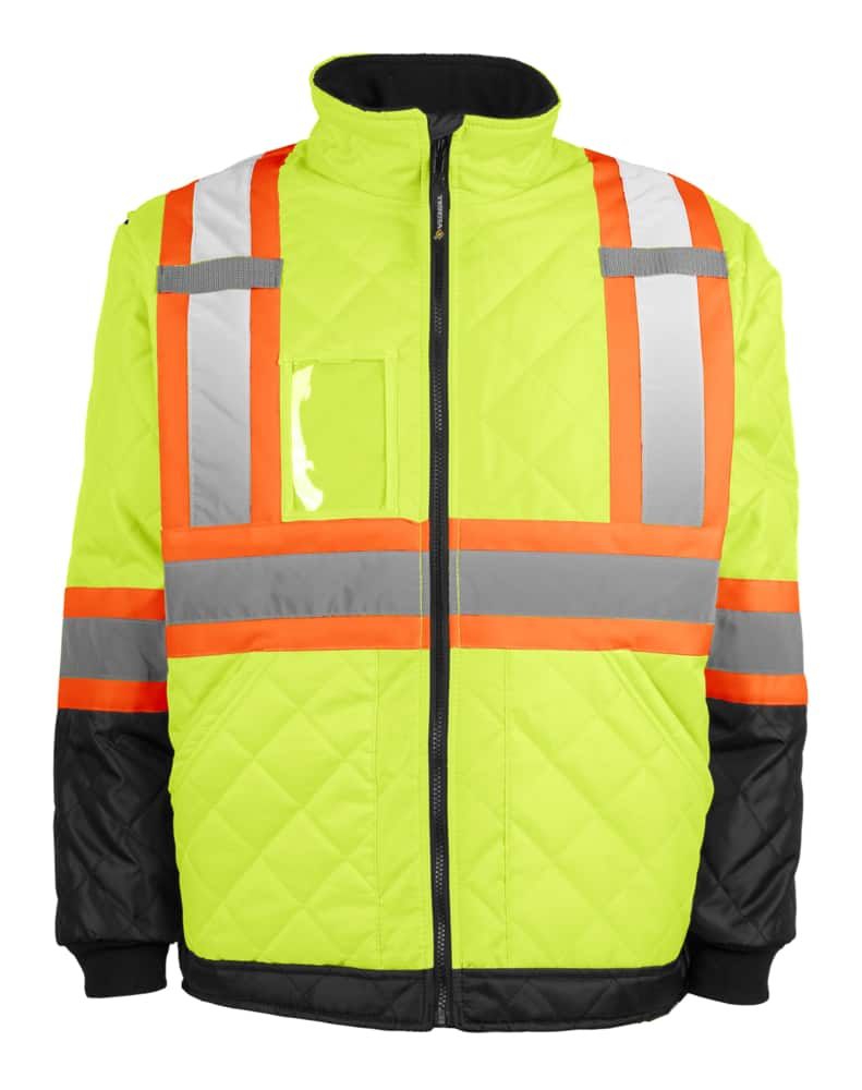 Terra 116505BKL High-Visibility Quilted And Lined Reflective Safety Freezer Jacket Large Black