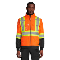 Terra Hi-Vis Lined Work Jacket with Reflective Tape and Stand up Collar for Warmth, Orange