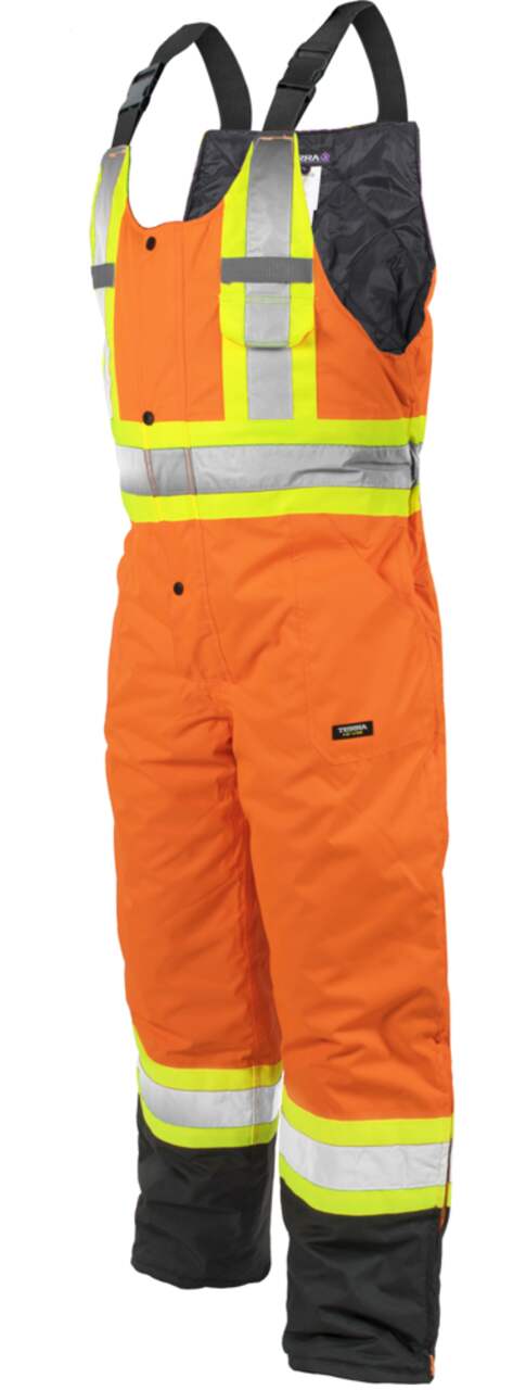 Salopette de travail doublée haute visibilité Terra avec extérieur  imperméable, poches multiples, hommes, orange