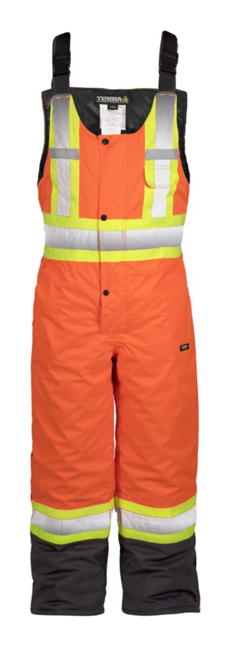 Salopette de travail doublée haute visibilité Terra avec extérieur  imperméable, poches multiples, hommes, orange