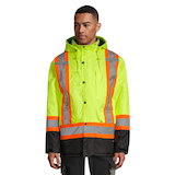Terra Men's Hi-Vis Lined Winter Work Jacket/Parka with Waterproof Shell, Yellow Front_Flat