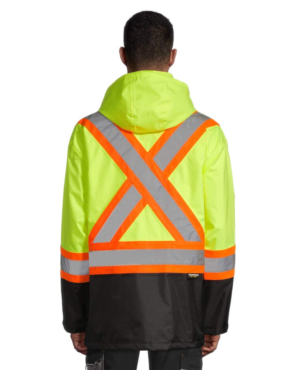Terra Hi-Vis Rain Jacket with Reflective Tape and Removable Hood, Yellow