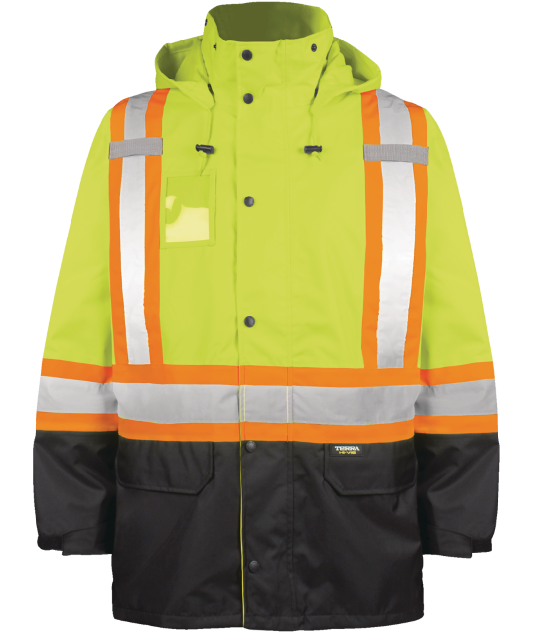Terra Hi Vis Rain Jacket with Reflective Tape and Removable Hood Yellow Canadian Tire