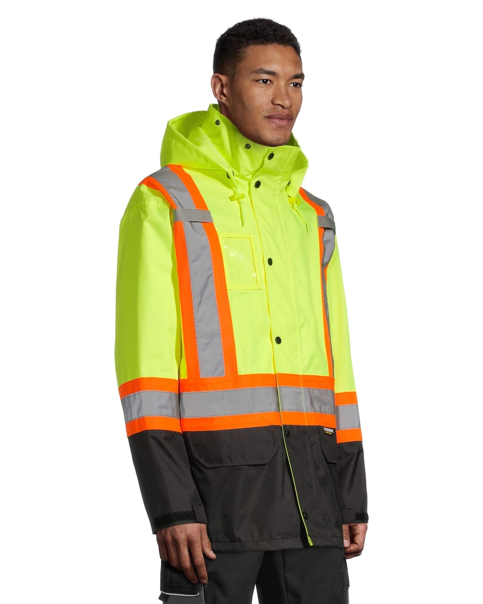 Terra Hi Vis Rain Jacket with Reflective Tape and Removable Hood Yellow Canadian Tire