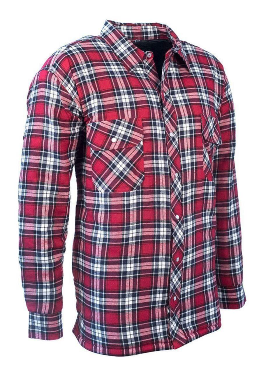 Forcefield Red Plaid Hooded Sherpa-lined Flannel Shirt Jacket