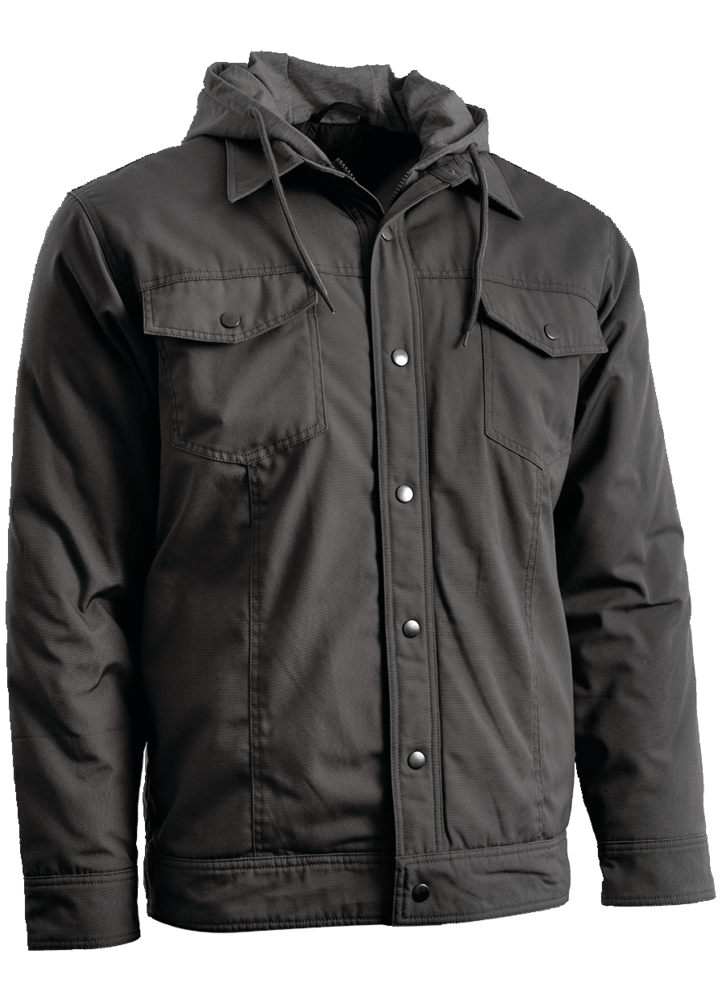 Forcefield Hooded Cotton Flannel Work Shirt with Snap Front Closure,  Assorted Colours