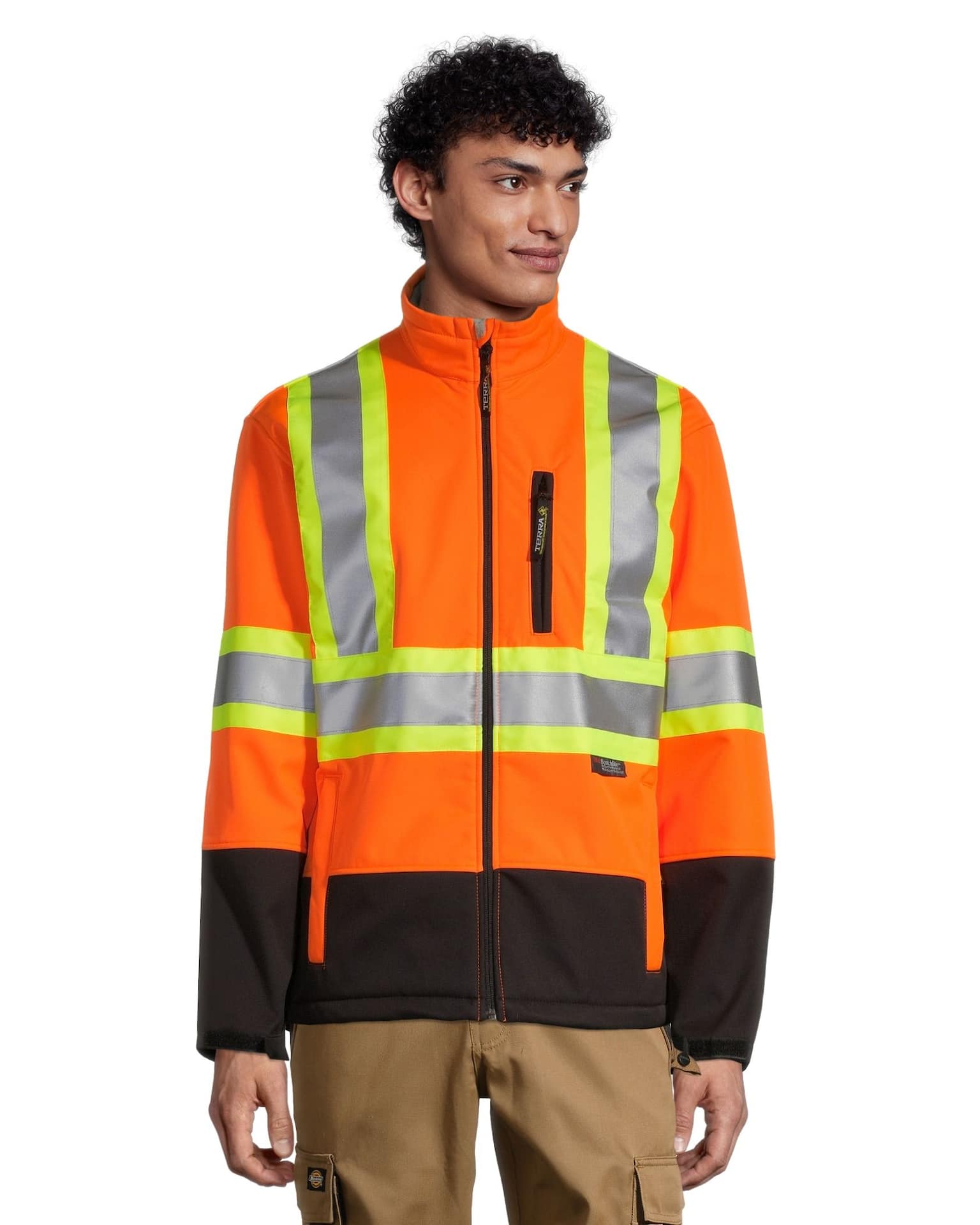 Terra Men's Hi-Vis Softshell Wind-Resistant Work Jacket with