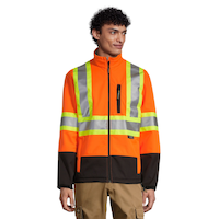 Terra Men's Hi-Vis Softshell Wind-Resistant Work Jacket with Reflective Tape, Orange