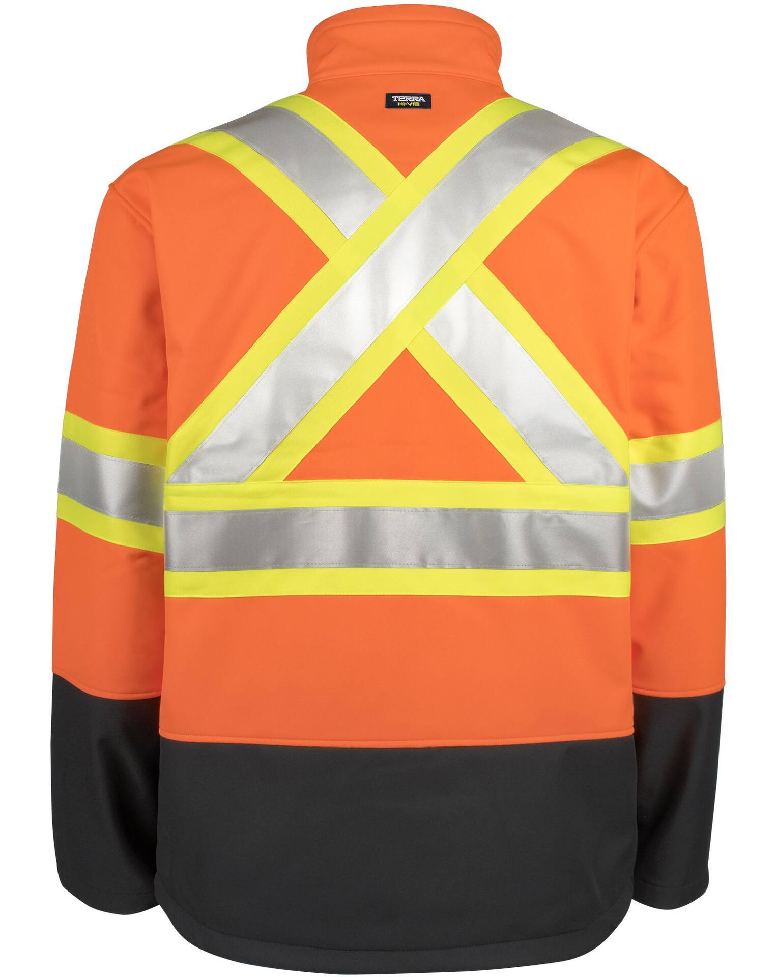 Terra Men's Hi-Vis Softshell Wind-Resistant Work Jacket with Reflective  Tape, Orange