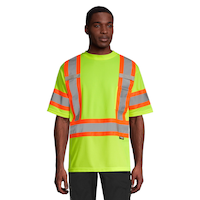 T-shirt de travail haute visibilité perméable à l’air Terra avec ruban réfléchissant, poche de poitrine, jaune Front_Flat