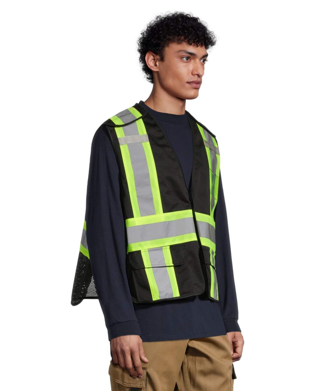Terra Hi-Vis 5-Point Tear Away Work Vest with Reflective Tape, Front Flap  Pockets, Yellow