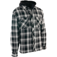 Forcefield Hooded Plaid Quilt-Lined Flannel Shirt Jacket with Snap Front Closure, Assorted Colours Front_Angled_Right