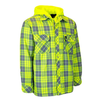Forcefield Hi-Vis Hooded Plaid Quilt-Lined Flannel Shirt Jacket