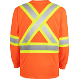Terra Men's Hi-Vis Long Sleeve T-Shirt, Polyester, Orange Back_Flat