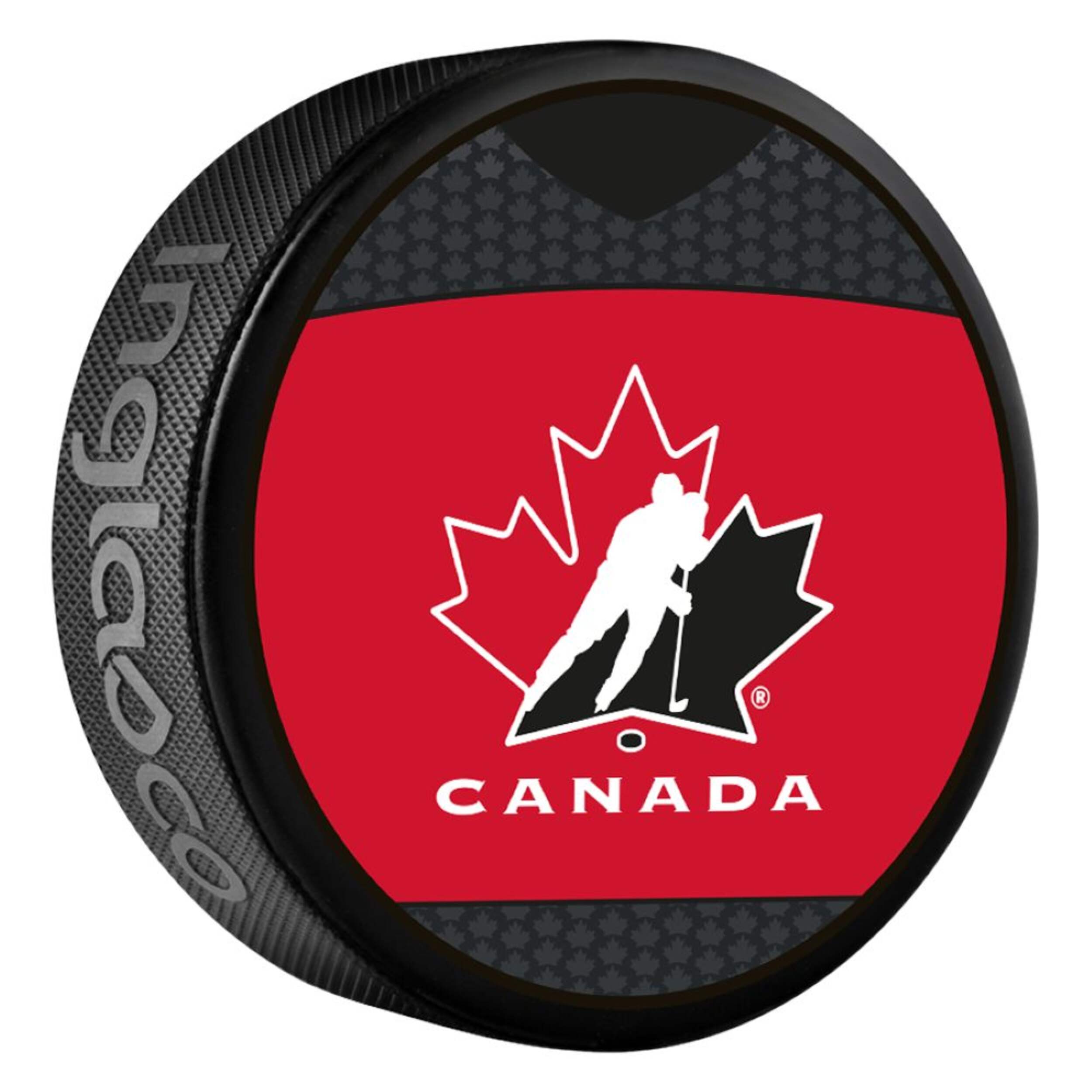 Team Canada Souvenir Hockey Puck, 6-oz Front_Angled_Right