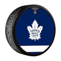 NHL Toronto Maple Leafs Souvenir Hockey Puck, 6-oz Front_Three_Fourths_Angled_Right
