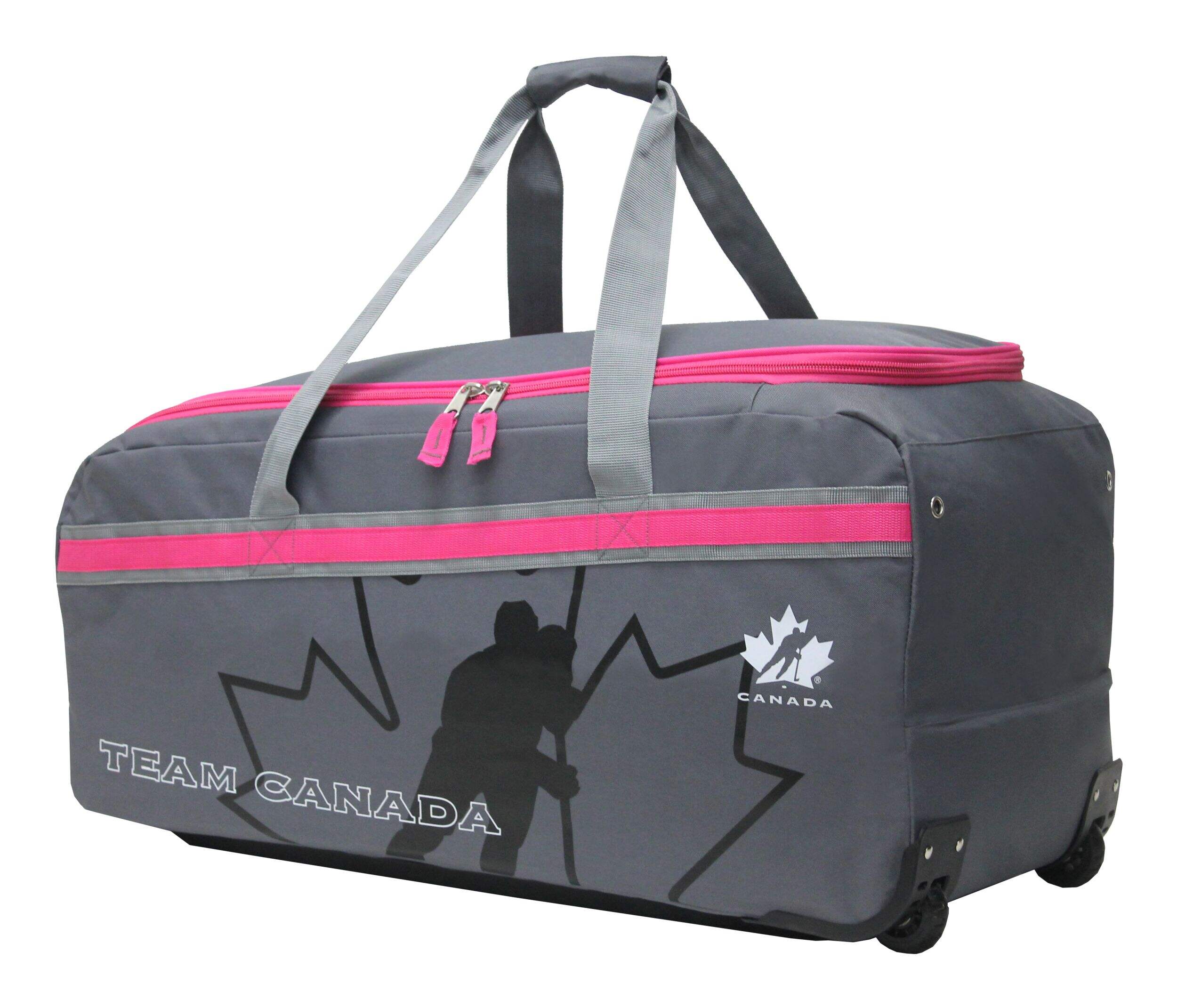 Sac de hockey sur roulettes Hockey Canada, junior, gris/rose, 32 po Front_Three_Fourths_Angled_Left
