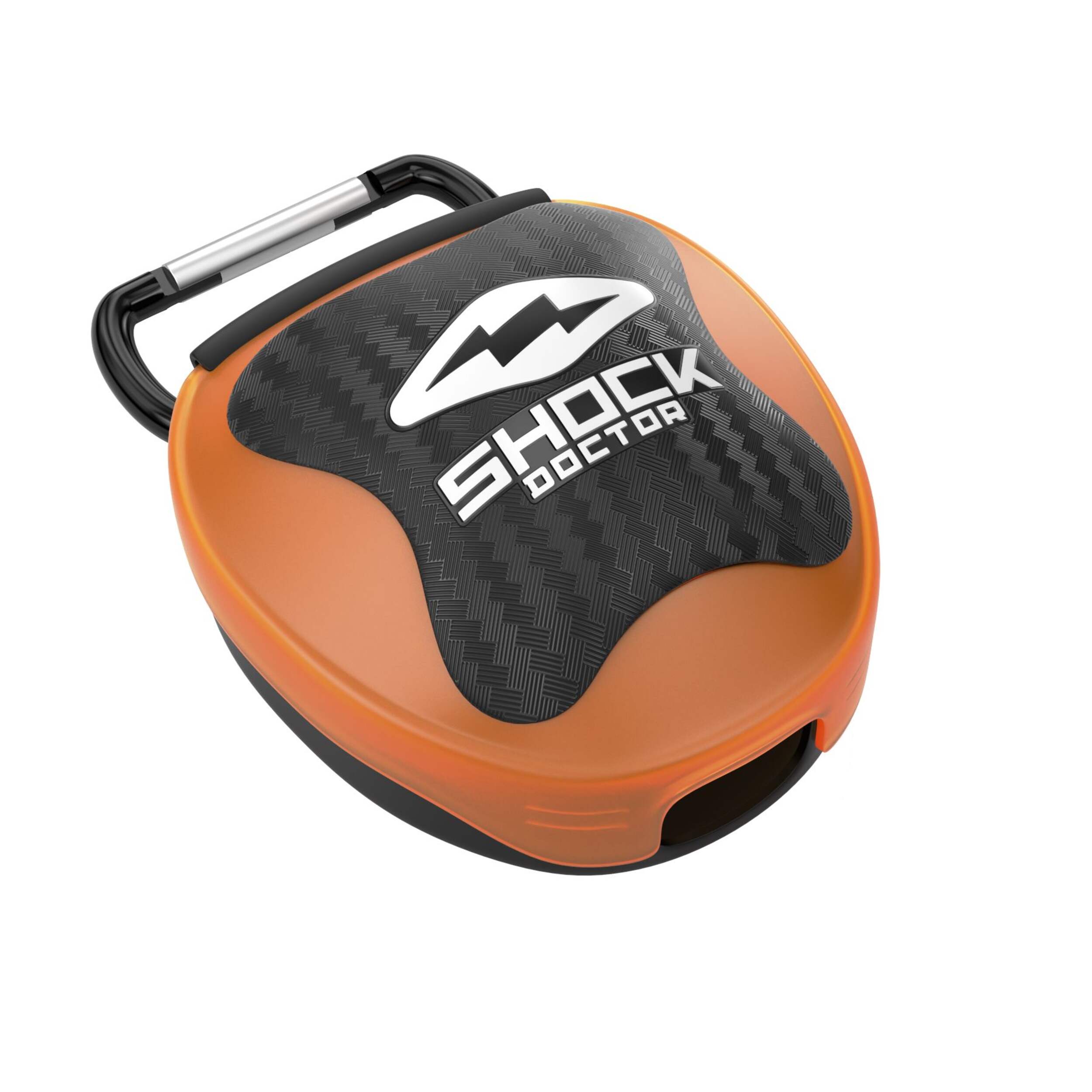 Shock Doctor Mouthguard Case, Orange/Black, One Size Fits Most Front_Three_Fourths_Angled_Right