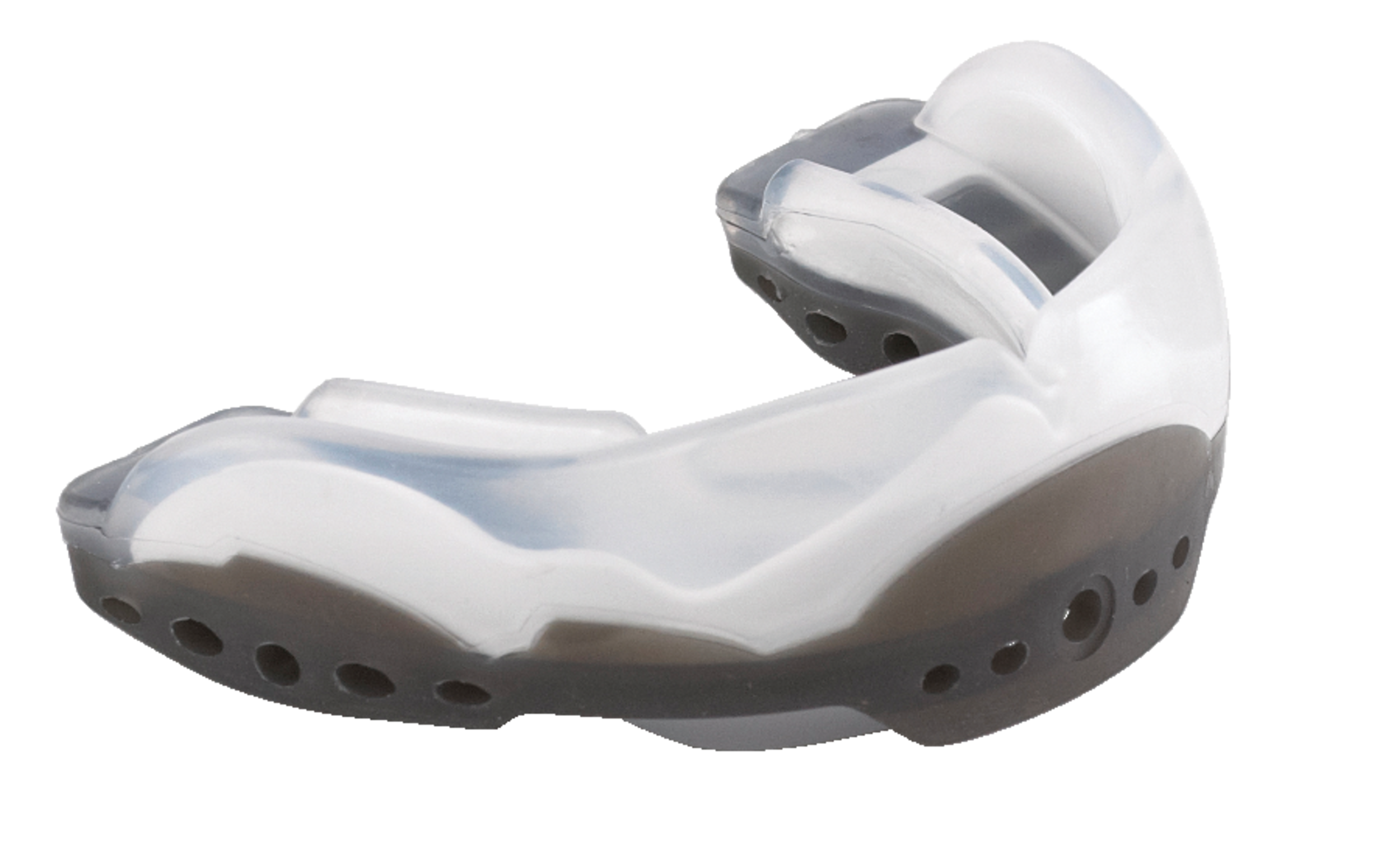 Shock Doctor Ultra 2 STC Mouthguard, Junior/Senior, Black/White Front_Three_Fourths_Angled_Right