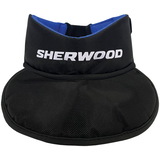 Protège-cou de hockey Sherwood avec bavette, noir/bleu, tailles variées Front_Elevated