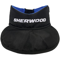 Sherwood Hockey Neck Guard with Bib, Black/Blue, Assorted Sizes