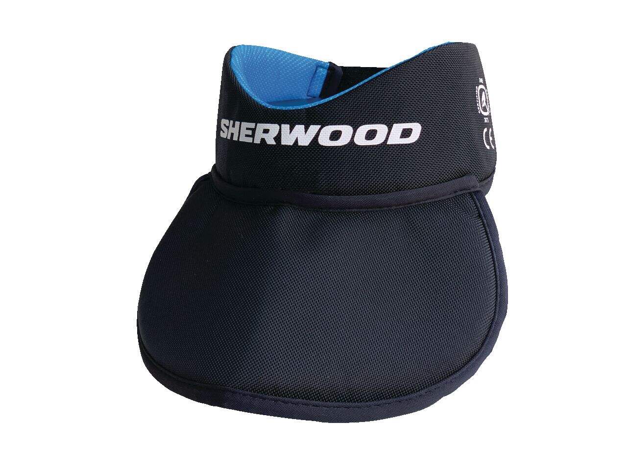 Protège-cou de hockey Sherwood avec bavette, noir/bleu, tailles variées