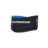 Sherwood Hockey Neck Guard, Black/Blue, Assorted Sizes Front_Three_Fourths_Angled_Left