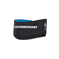 Sherwood Hockey Neck Guard, Black/Blue, Assorted Sizes Front_Three_Fourths_Angled_Left