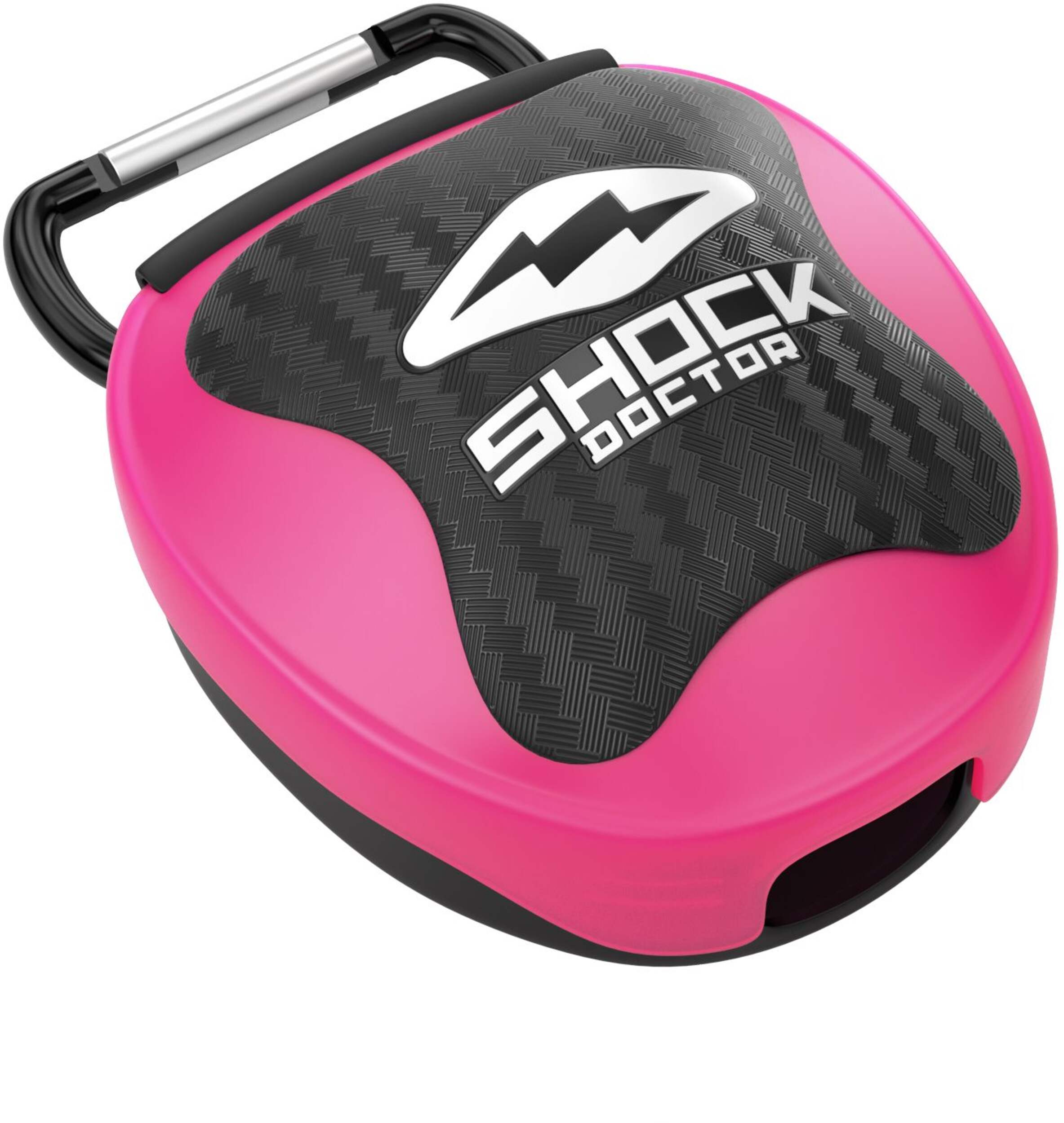 Shock Doctor Mouthguard Case, Pink/Black, One Size Fits Most Front_Three_Fourths_Angled_Right