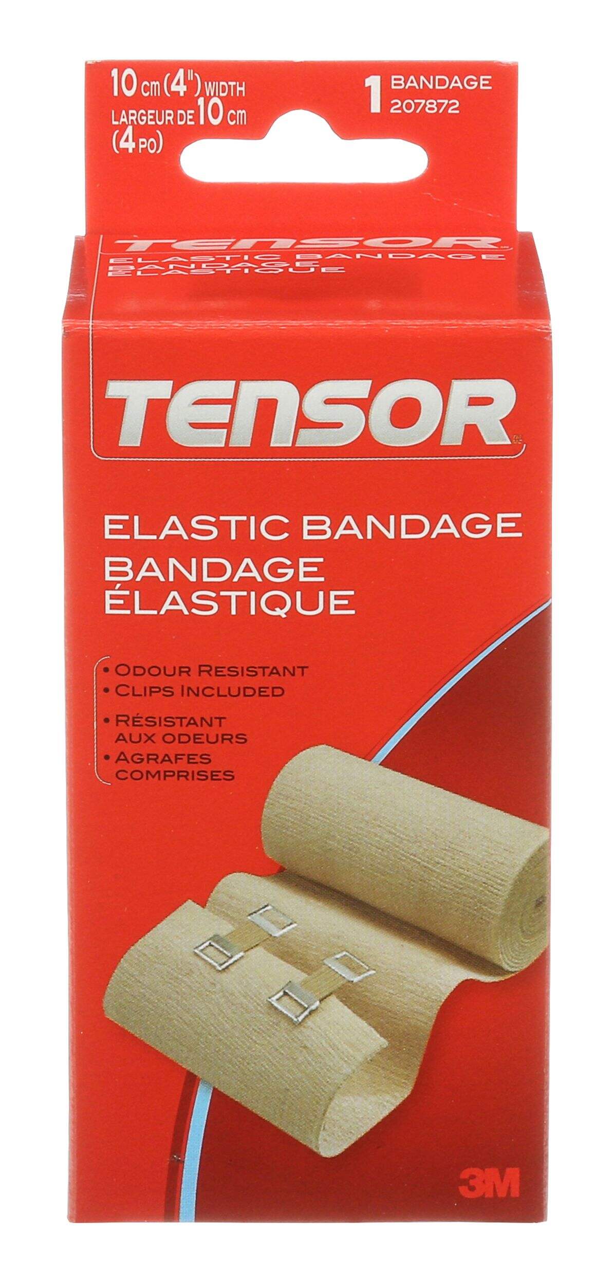 Tensor Elastic Bandage Wrap with Clips, Beige, 4-in Front_Flat