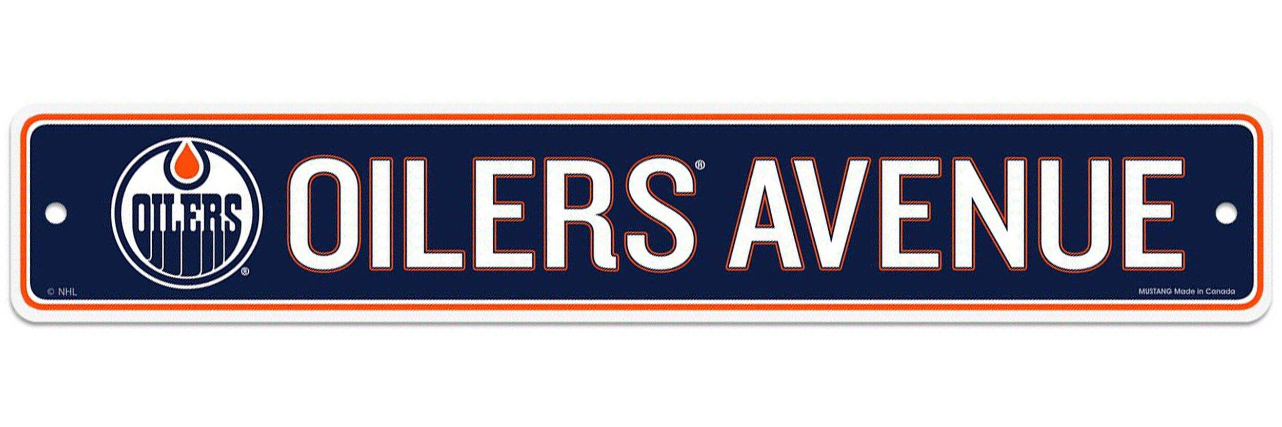 NHL Edmonton Oilers Street Sign, 4-in x 15-in Front_Flat