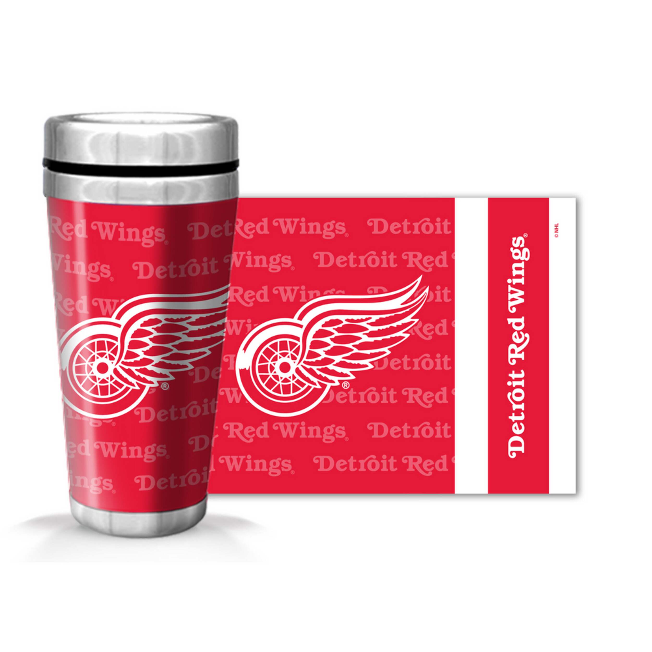 Tasse de voyage motif plein, Red Wings de Détroit, 14 oz Front_Flat