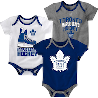 NHL Toronto Maple Leafs Infant/Baby Bodysuit Onesie, Blue/White/Grey, 3-pk