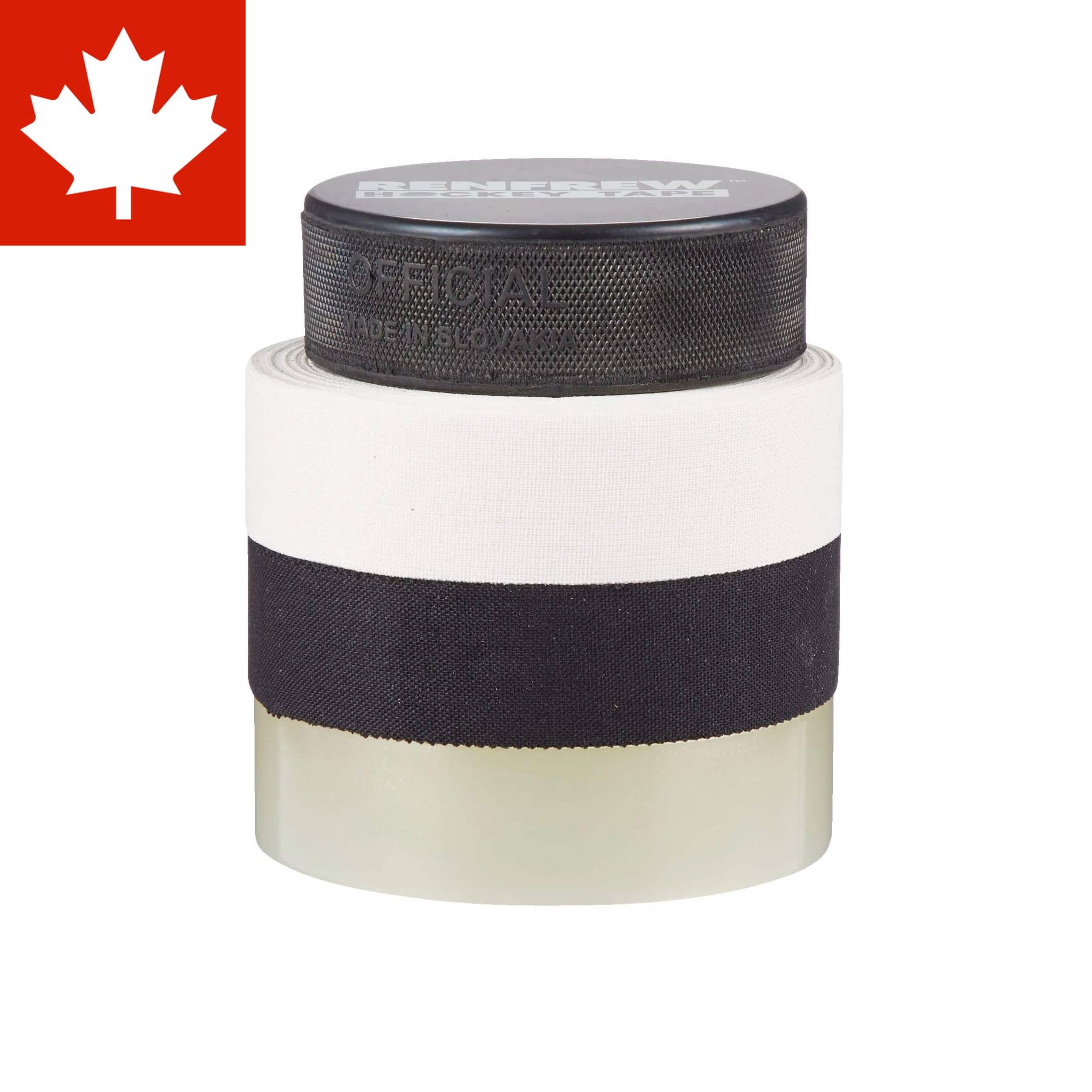 Renfrew Hockey Tape Pack, Clear/Black/White, Includes Puck, 3-pk Front_Flat