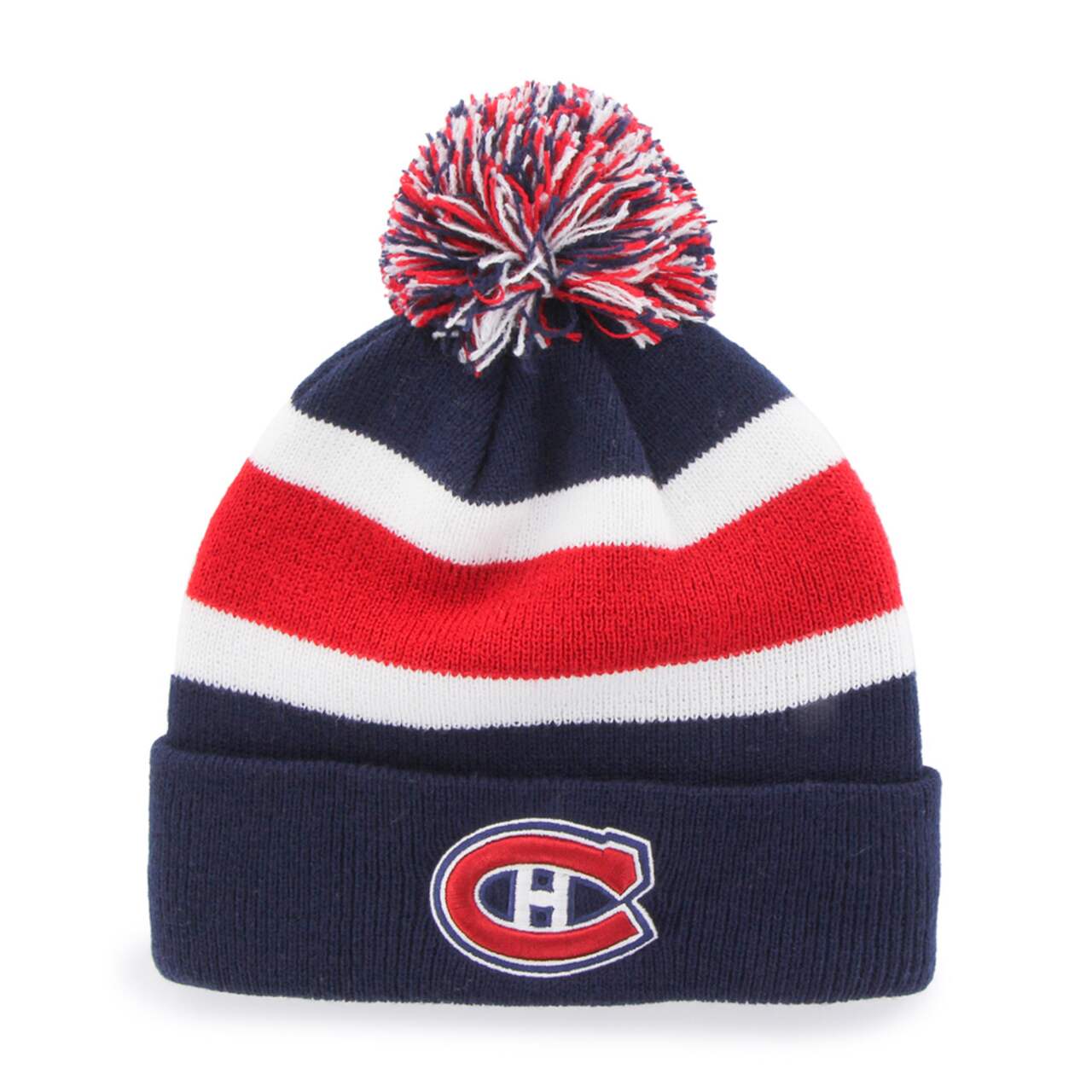 Fan Favourite NHL Montreal Canadiens Mass Breakaway Cuffed Knit Pom Beanie Toque Team Colours