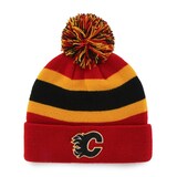 Tuque à pompon en tricot à rebord préférée des amateurs des Flames de Calgary de la LNH, aux couleurs de l'équipe Front_Flat