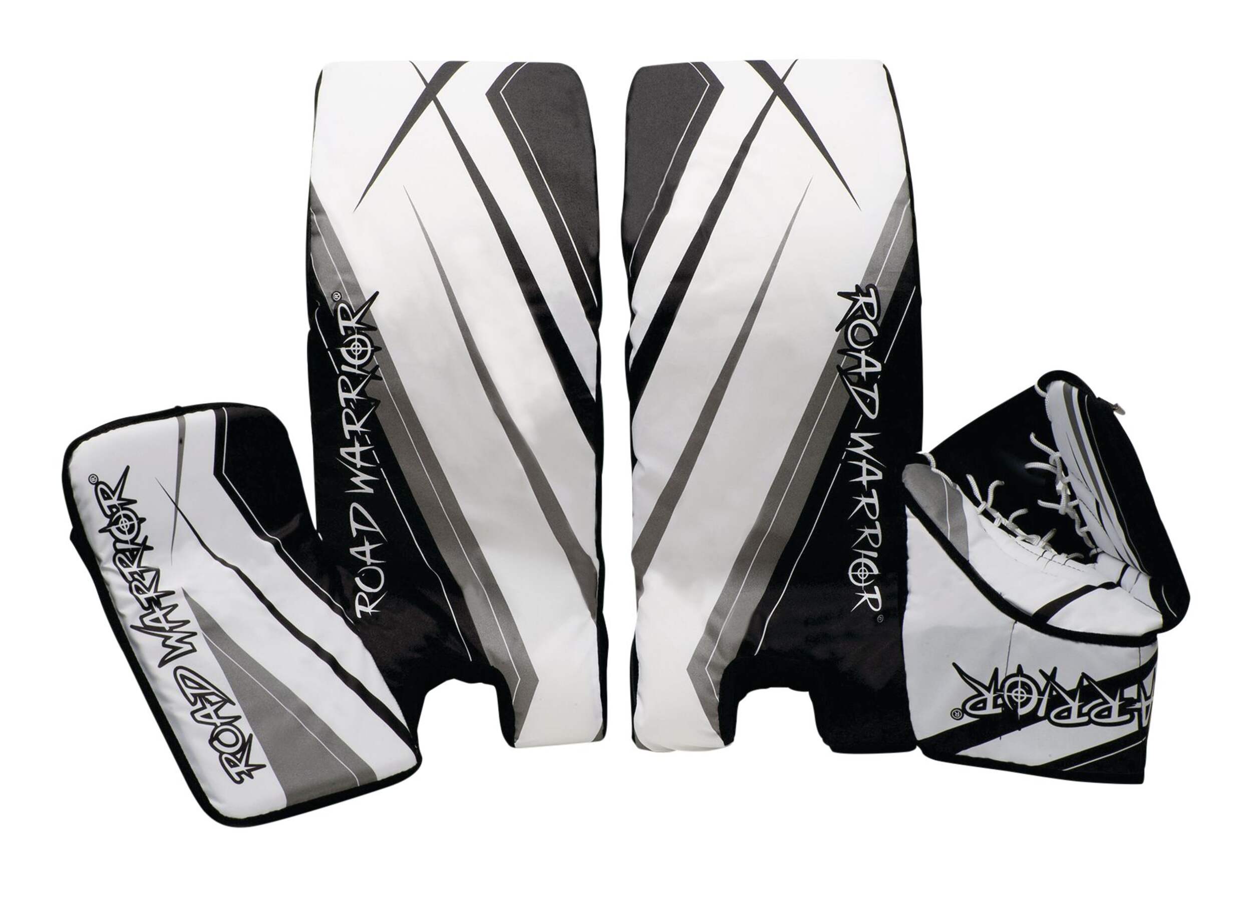 Road Warrior Street Hockey Goalie Leg Pads/Glove/Blocker Set, Junior, Left, 24-in Composite_or_Mixed