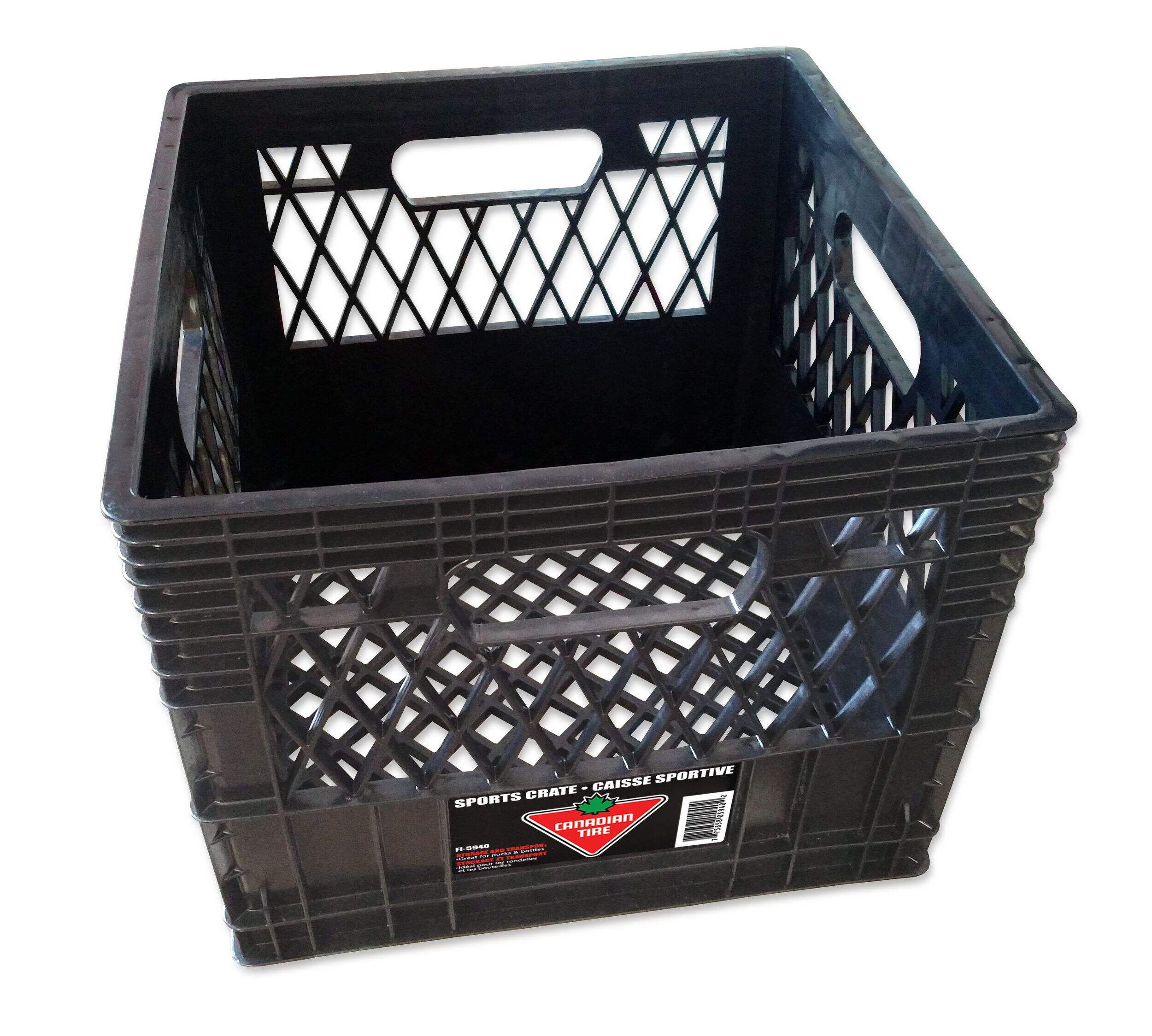 Canadian Tire Water Bottle/Hockey Pucks Milk Crate, 12.6-in x 12.6-in Overhead_Plunge