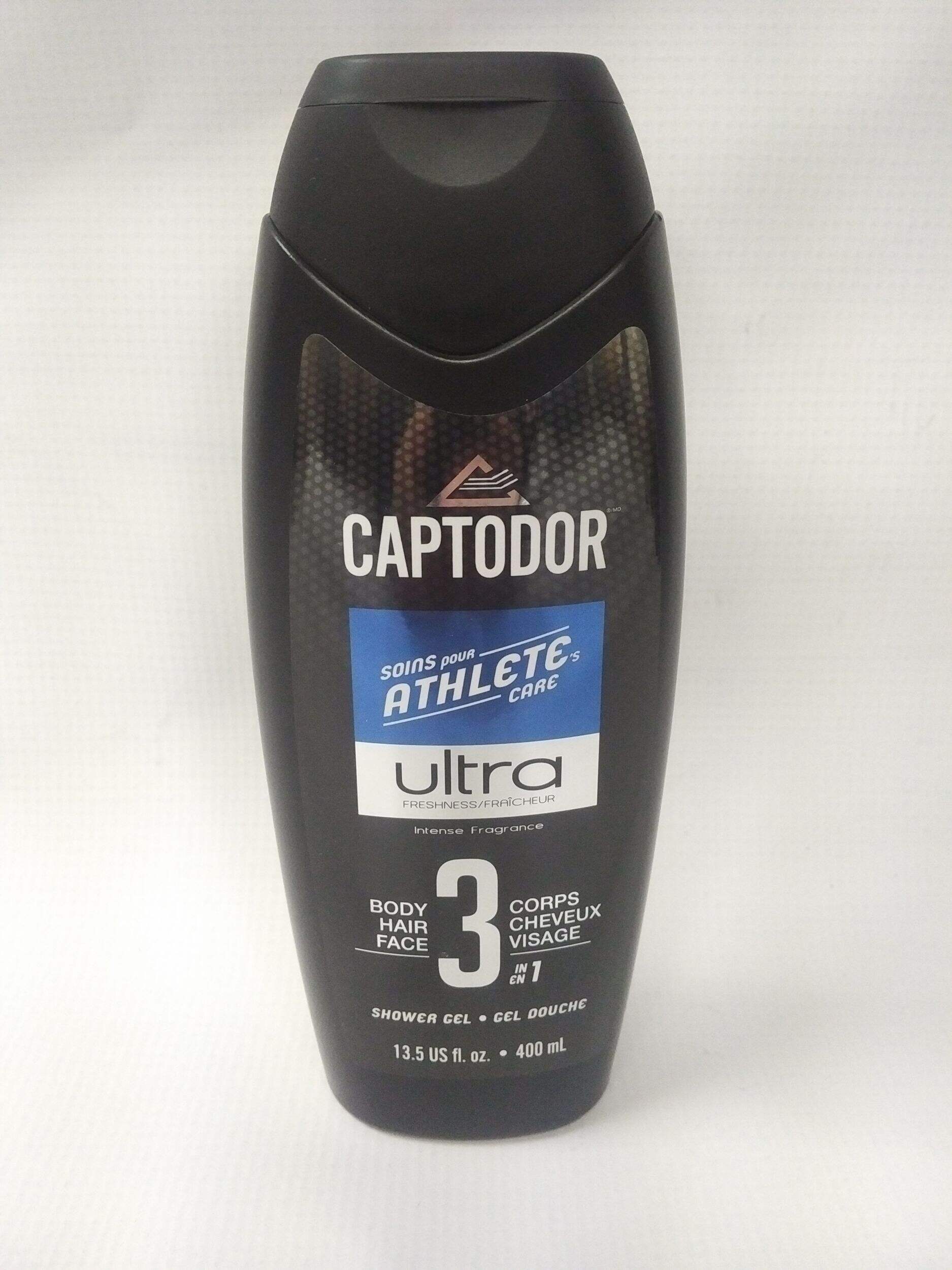 Gel douche biodégradable 3-en-1 Captodor, 400&nbsp;mL Front_Flat