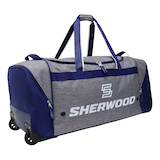 Sherwood Heavy-Duty Hockey Bag, Wheeled, Senior, Grey/Blue 38-in Front_Three_Fourths_Angled_Right