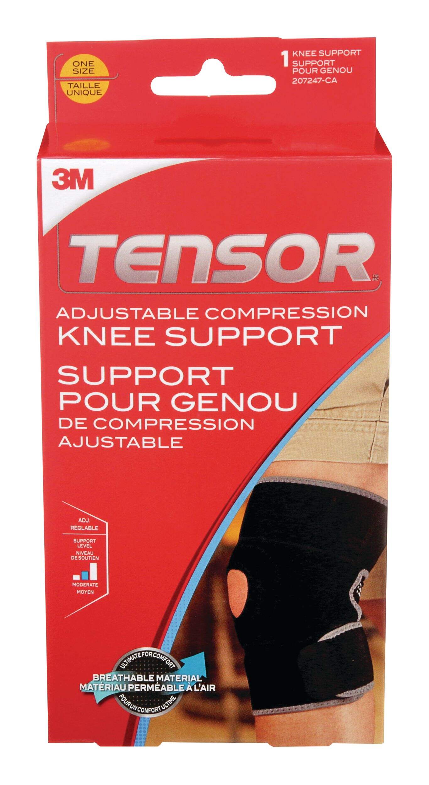 Tensor Adjustable Compression Knee Support Brace Front_Flat