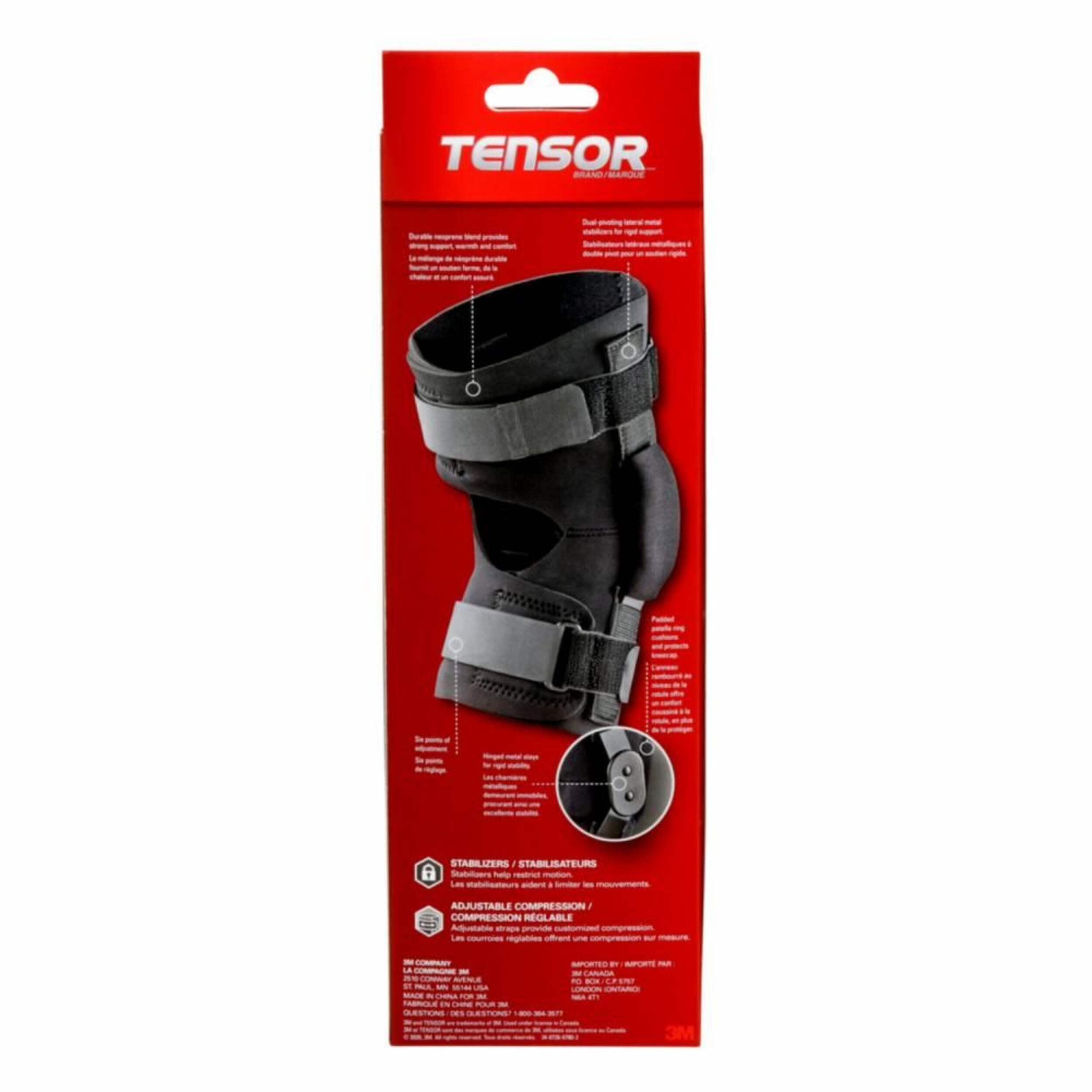Tensor Hinged Adjustable Knee Support, Black Front_Flat