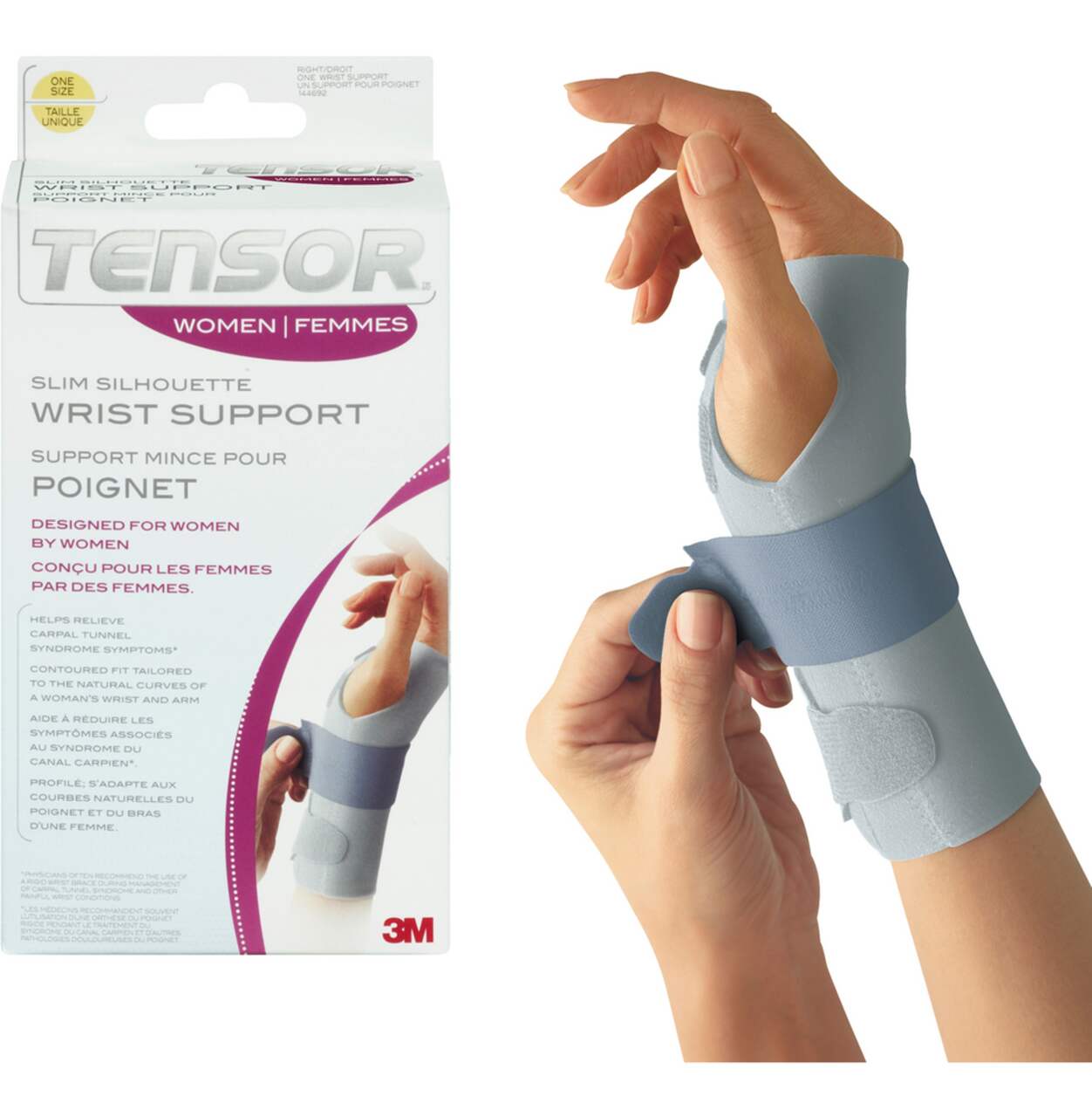 Tensor™ Sport Antimicrobial Deluxe Right-Handed Wrist Brace, Grey, Assorted  Sizes