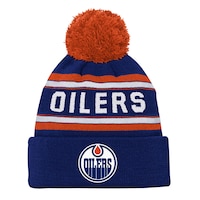NHL Edmonton Oilers Jacquard Cuffed Knit Pom Toque, Youth Front_Flat