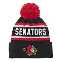 NHL Ottawa Senators Jacquard Cuffed Knit Pom Toque, Youth Front_Flat