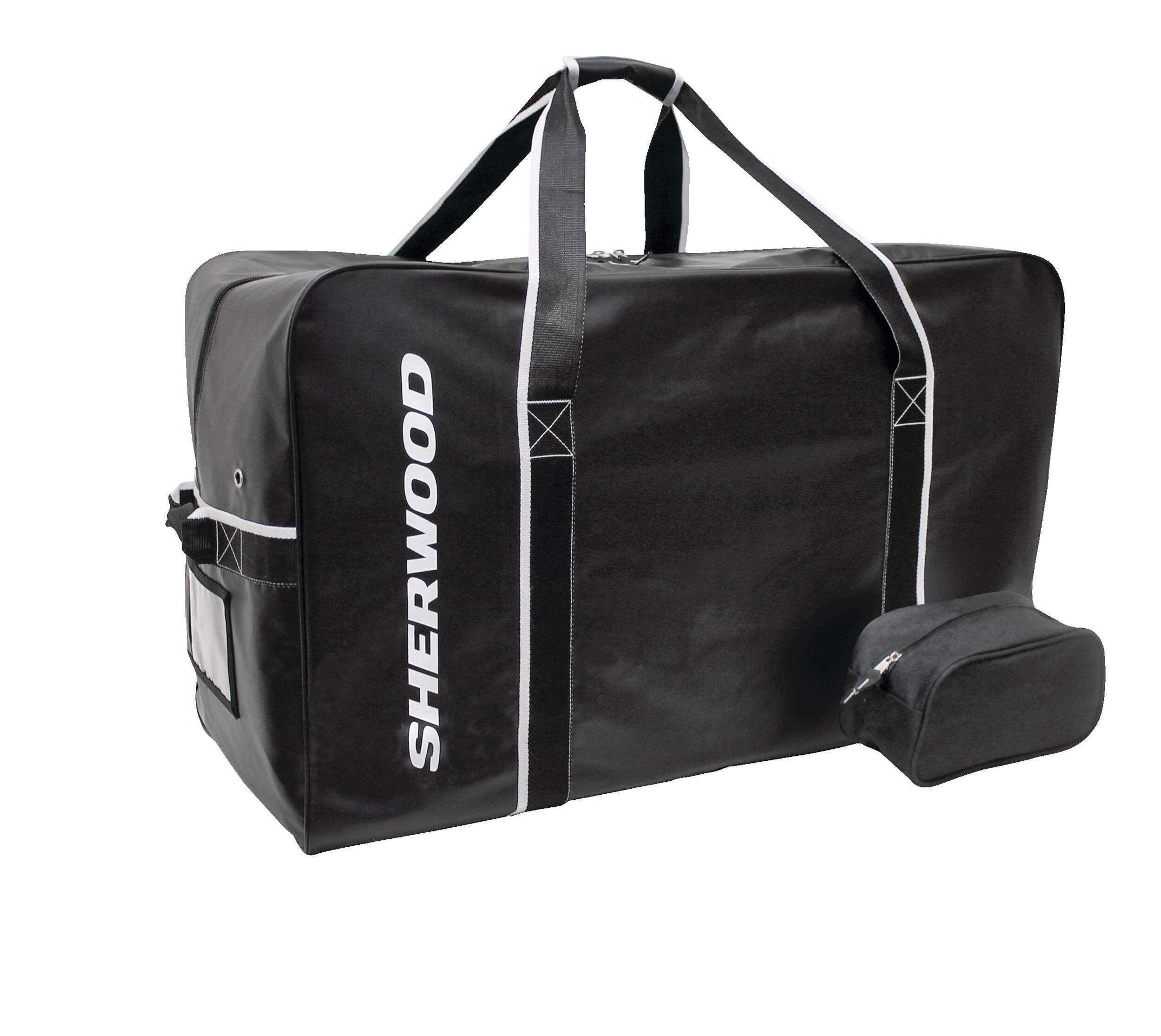 Sherwood Team Tarp Hockey Bag with Accessories/Toiletry Bag, Carry, Junior, Black, 30-in Front_Angled_Right