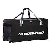 Sherwood Hockey Bag, Wheeled, Senior, Black, 34-in Front_Angled_Right