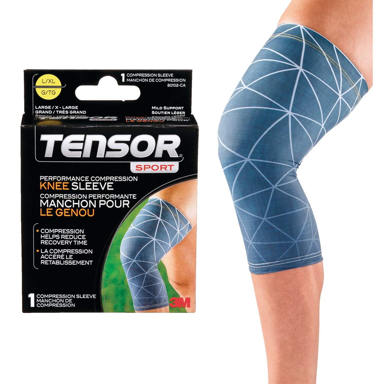 Tensor™ Sport Performance Compression Knee Sleeve Support, Navy