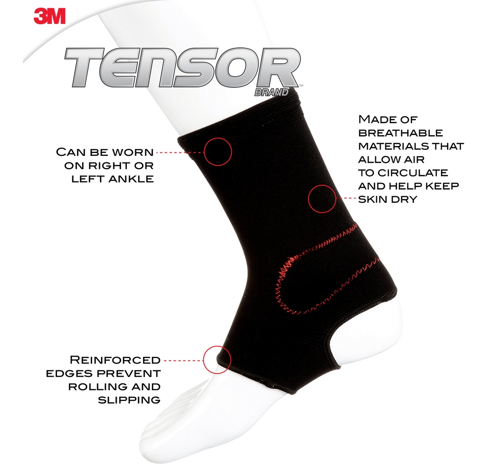 Tensor™ ElastoPreene® Compression Ankle Support Brace, Black, Assorted