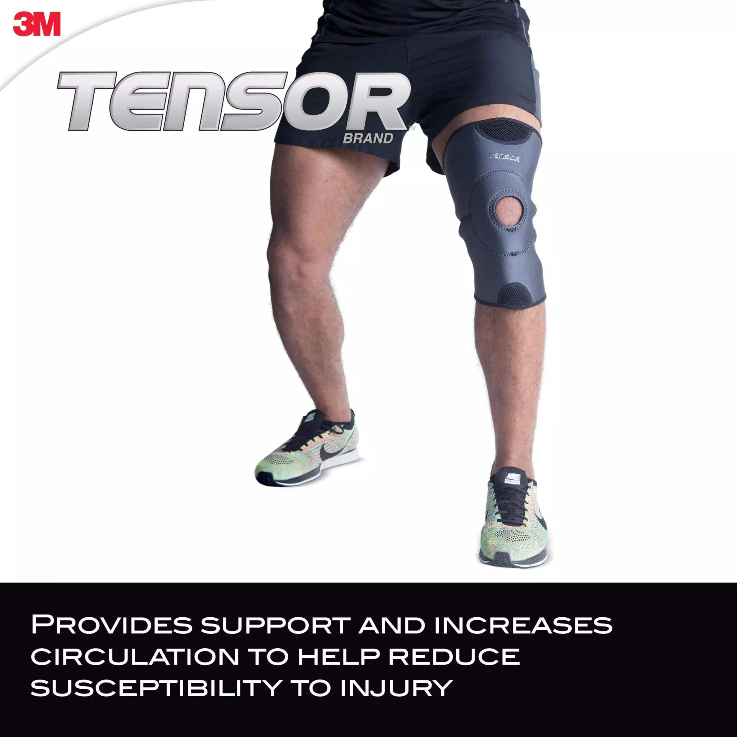 Tensor™ Sport Antimicrobial Open Patella Knee Brace, Black, Assorted